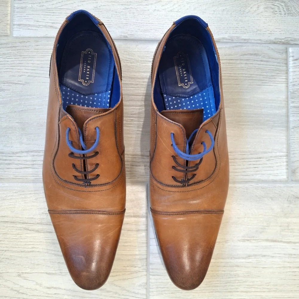 Ted Baker men's ROGRR brown leather cap toe lace-up oxford shoes - size 14